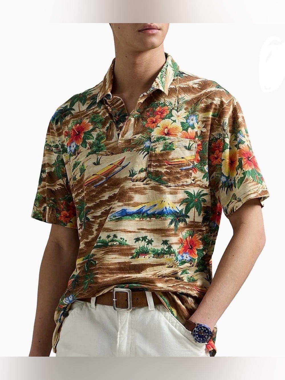 Ralph Lauren Tropical Linen-Cotton Polo Shirt Men’s XL Classic Fit Brand New